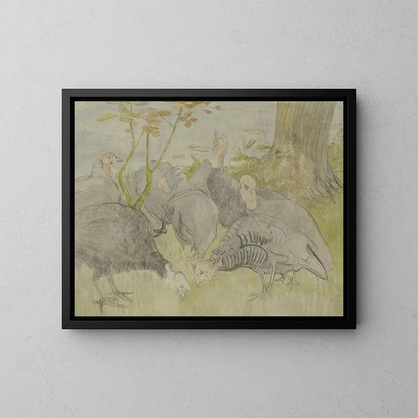Dindons dans un jardin - Theo van Hoytema — gerahmtes Bild an der Wand