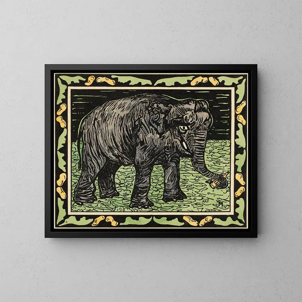 Elefant mit Flasche - Theo van Hoytema — gerahmtes Bild an der Wand
