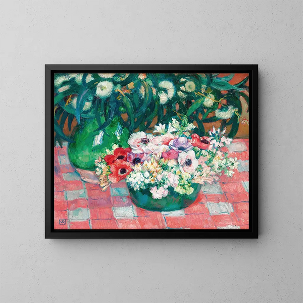Anemonen und Eukalyptus - Theo van Rysselberghe — gerahmtes Bild an der Wand