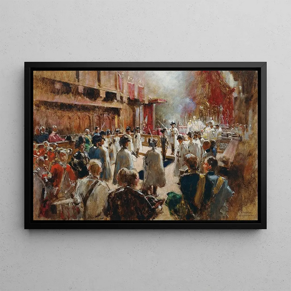 Theodor Josef Ethofer - Der Ritterschlag Des Grafen BoosWaldeck Durch Den Gromeister Des Deutschen Ritterordens Erzherzog Eugen In Der Hofkirche In Innsbruck.webp