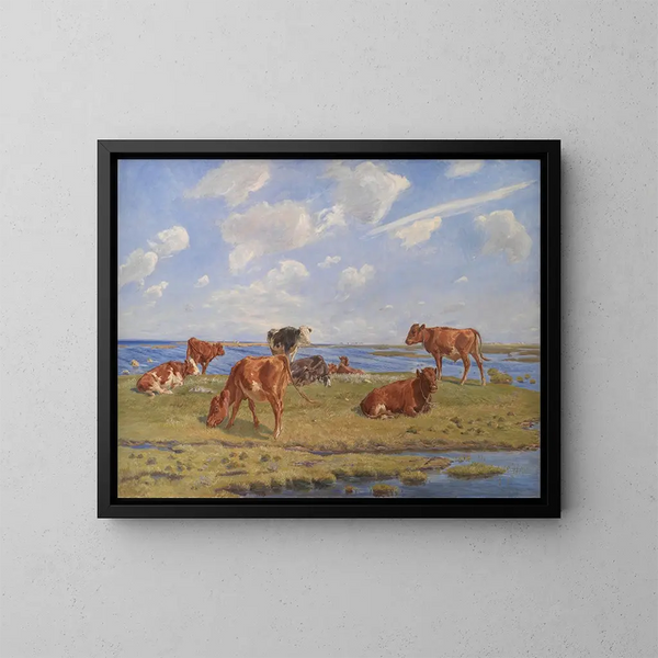 Kühe am Meer - Theodor Philipsen — gerahmtes Bild an der Wand