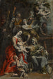 Die Heilige Familie mit der heiligen Anna, anderen Heiligen und Engeln - Theodor van Loon — Ansicht des Kunstwerks