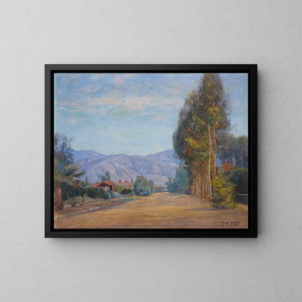 Hügel in der Nähe von Redlands, Kalifornien - Theodore Clement Steele — gerahmtes Bild an der Wand
