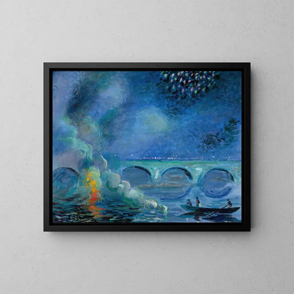 Pont des feux d'artifice à Vernon, France - Theodore Earl Butler — gerahmtes Bild an der Wand