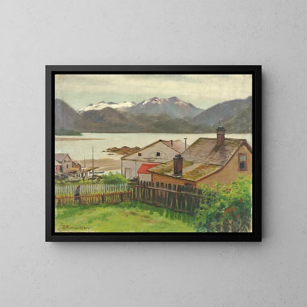 Im alten Viertel von Sitka 1900 - Theodore J. Richardson — gerahmtes Bild an der Wand