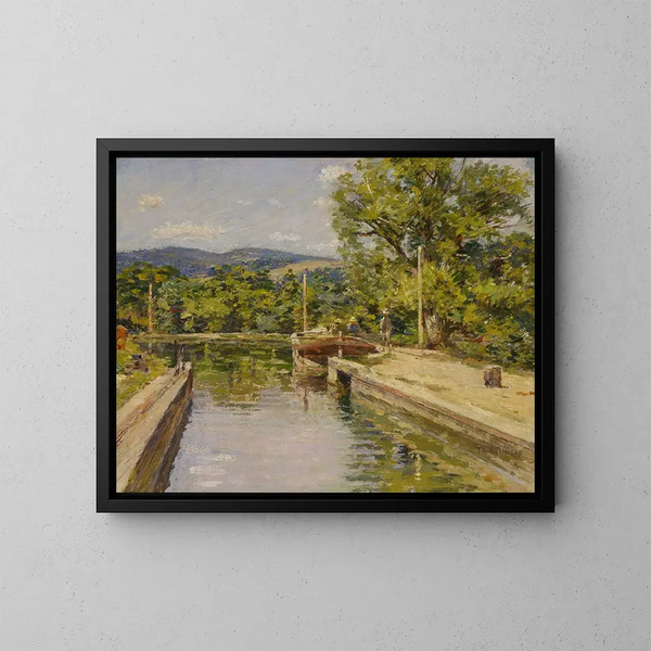 Szene am Kanal - Theodore Robinson — gerahmtes Bild an der Wand