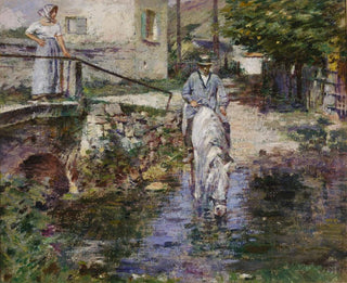 Pré Trognon und seine Tochter an der Brücke - Theodore Robinson — Ansicht des Kunstwerks
