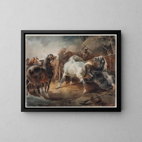 Kampf-Pferde - Théodore Géricault — gerahmtes Bild an der Wand