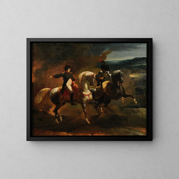 Napoleon erteilt einem höheren Offizier der Guides einen Befehl - Théodore Géricault — gerahmtes Bild an der Wand