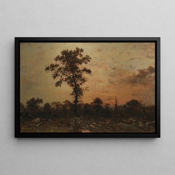 Waldkante bei Sonnenuntergang - Théodore Rousseau — gerahmtes Bild an der Wand
