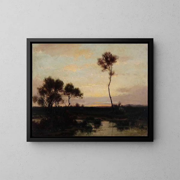 Landschaft am See - Théodore Rousseau — gerahmtes Bild an der Wand