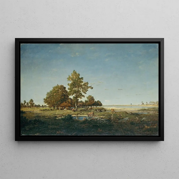 Landschaft mit einem Baumstrauß - Théodore Rousseau — gerahmtes Bild an der Wand