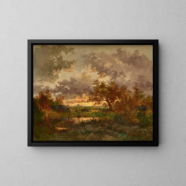 Die Holzhütte der Kohlenhändler - Théodore Rousseau — gerahmtes Bild an der Wand