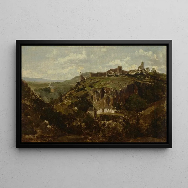 Dorf in Auvergne - Théodore Rousseau — gerahmtes Bild an der Wand