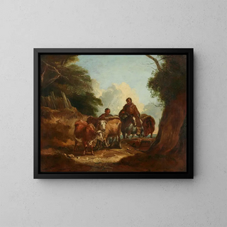Thomas Barker Of Bath - Cowherds with cattle on a dirt road.webp