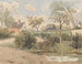 Ländliches Landschaftsbild mit Cottage, Windmühle, Scheunen und Figuren mit Teich im Vordergrund - Thomas Churchyard — Ansicht des Kunstwerks
