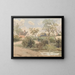 Ländliches Landschaftsbild mit Cottage, Windmühle, Scheunen und Figuren mit Teich im Vordergrund - Thomas Churchyard — gerahmtes Bild an der Wand