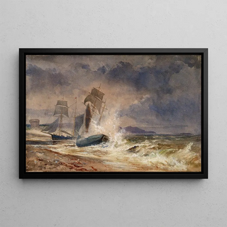 Thomas Frederick Collier - Vessels in a Storm at the Mouth of a Harbour.webp