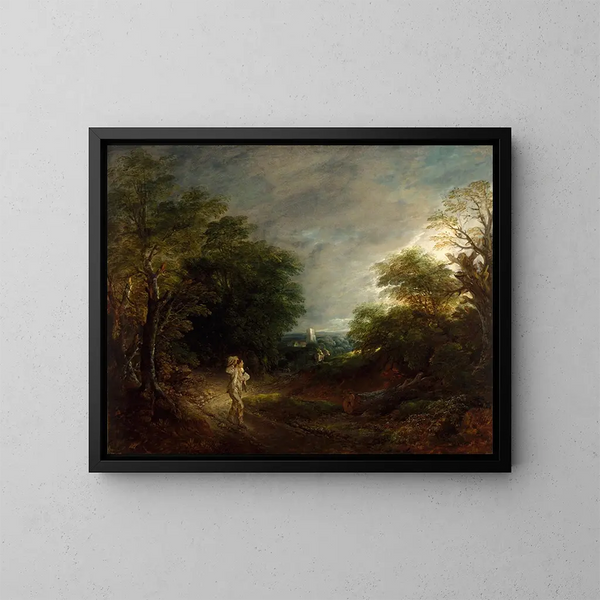 Landschaft mit Wald und Holzfäller - Thomas Gainsborough — gerahmtes Bild an der Wand
