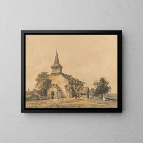 Kirche der Kapelle, Surrey - Thomas Girtin — gerahmtes Bild an der Wand