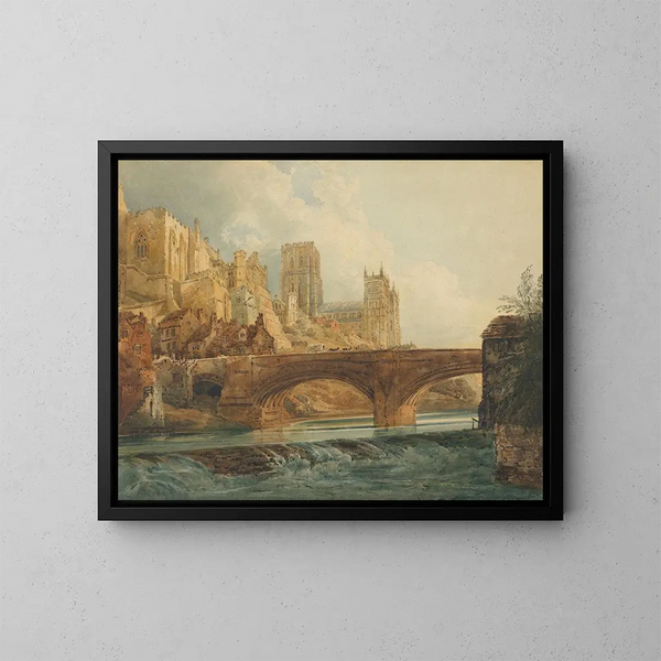 Kathedrale und Schloss von Durham - Thomas Girtin — gerahmtes Bild an der Wand
