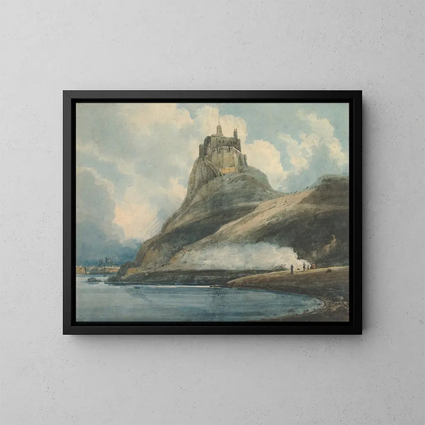 Château de Lindisfarne, Île Sainte-Marie, Northumberland - Thomas Girtin — gerahmtes Bild an der Wand