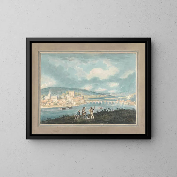 Rochester, Kent, gesehen vom Norden - Thomas Girtin — gerahmtes Bild an der Wand