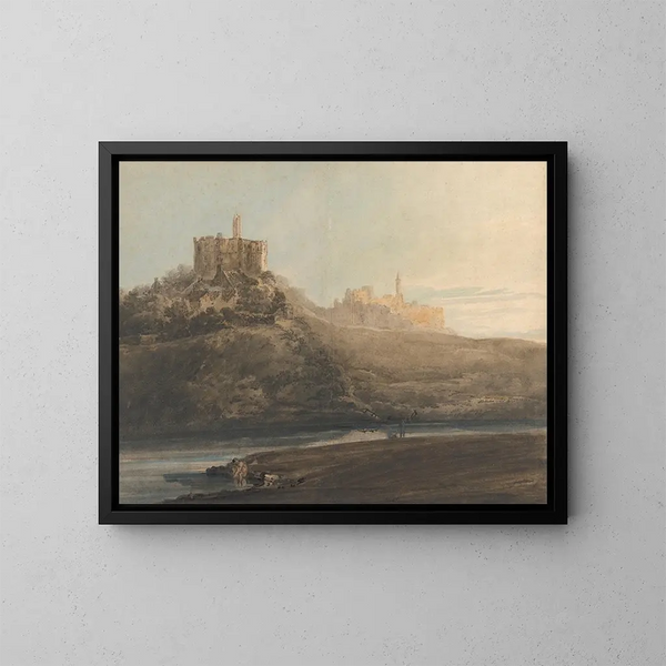 Château de Warkworth, Northumberland - Thomas Girtin — gerahmtes Bild an der Wand
