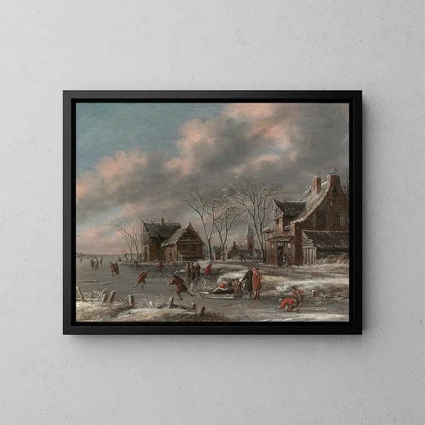 Patineurs en hiver - Thomas Heeremans — gerahmtes Bild an der Wand