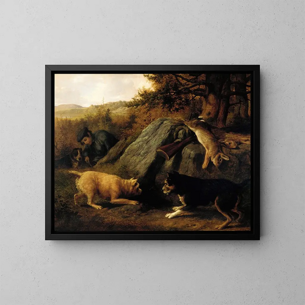 Die Hasenjäger - Thomas Hewes Hinckley — gerahmtes Bild an der Wand