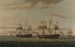 Ein Indiaman und ein zweideckiges Schiff treiben, angeblich von Thomas Dumar Esq im Schiff HM Portland Deliveri - Thomas Luny — Ansicht des Kunstwerks