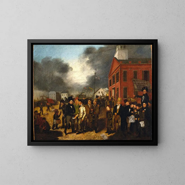 Erste Wahl auf Staatsebene in Detroit, Michigan, 1837 - Thomas Mickell Burnham — gerahmtes Bild an der Wand