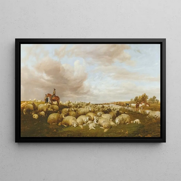 Averses d'avril - Thomas Sidney Cooper — gerahmtes Bild an der Wand