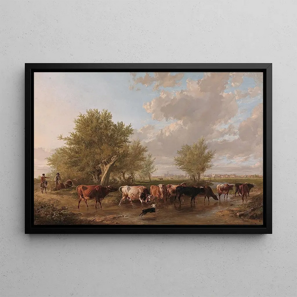 Traversée d'un ruisseau en banlieue de Canterbury - Thomas Sidney Cooper — gerahmtes Bild an der Wand