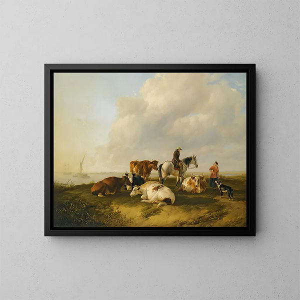Untersuchung über die Fähre von Tilbury - Thomas Sidney Cooper — gerahmtes Bild an der Wand