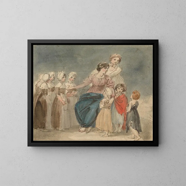 Charité, enfants et petits vagabonds - Thomas Stothard — gerahmtes Bild an der Wand