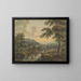Landschaft mit Brücke und Wasserfall - Thomas Walmsley — gerahmtes Bild an der Wand