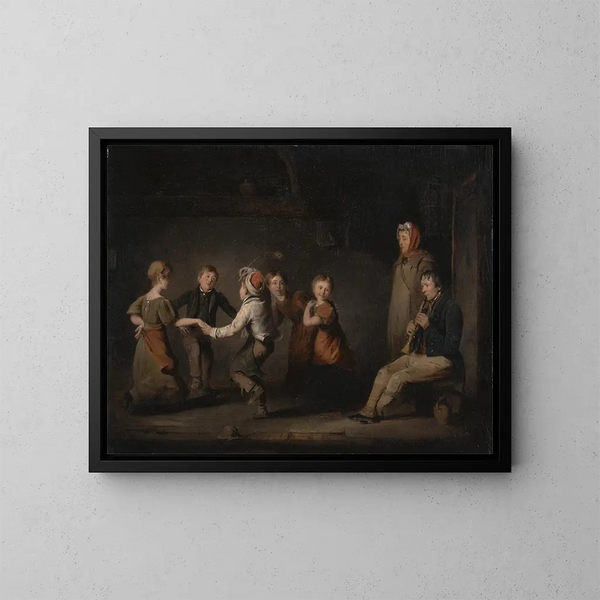 Rundes Gemälde mit Rosen - Thomas Webster — gerahmtes Bild an der Wand
