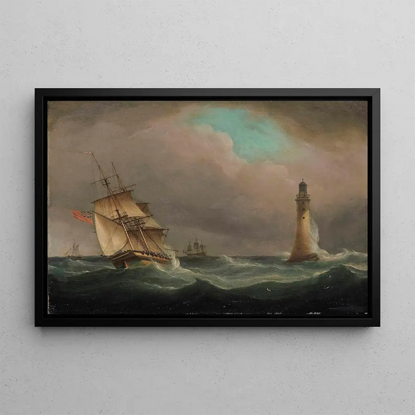 Thomas Whitcombe - A Frigate Healing In The Breeze Off The Eddystone Lighthouse.webp