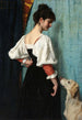 Portrait einer jungen Frau mit Puck dem Hund - Thérèse Schwartze — Ansicht des Kunstwerks