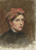 Portrait einer jungen Frau mit rotem Schal - Thérèse Schwartze — Ansicht des Kunstwerks