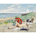 Reproduktion des Gemäldes von Piger og en Japansk Parasol auf Hornbæk Strand - Paul Fischer