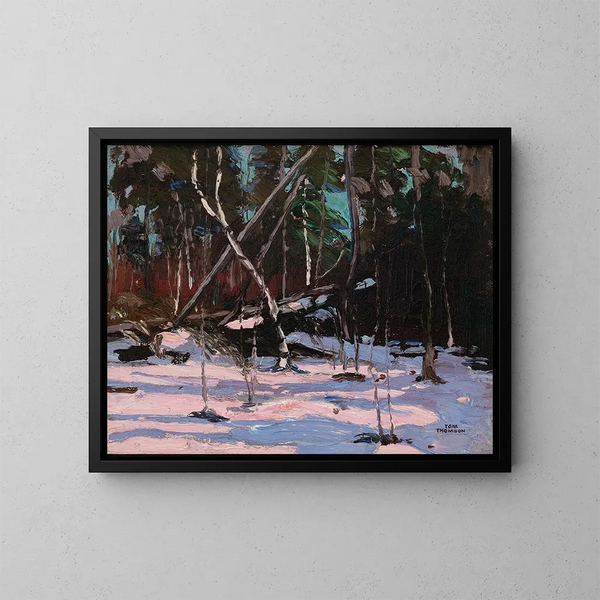Früher Schneefall im Algonquin-Park - Tom Thomson — gerahmtes Bild an der Wand