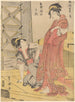 Zwei Frauen, eine auf dem Boden sitzend, hält einen Brief - Toyokuni Utagawa — Ansicht des Kunstwerks