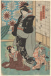 Frau und Kind, das mit einem Affen spielt - Toyokuni Utagawa — Ansicht des Kunstwerks