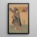 Frau in grauem Kleid, offene Haare - Toyokuni Utagawa — gerahmtes Bild an der Wand