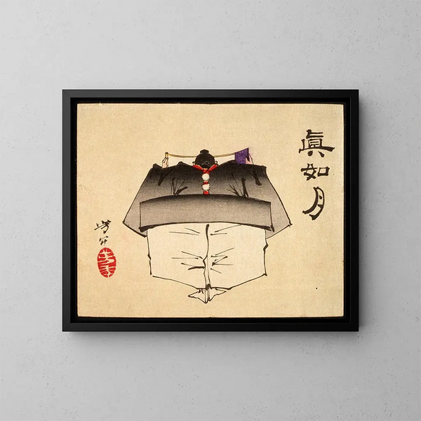 Fuwa Banzaemon im Tanzen-Kostüm - Tsukioka Yoshitoshi — gerahmtes Bild an der Wand