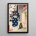 Kazuenokami Kat Kiyomasa beobachtend einen Affen mit einem Pinsel - Tsukioka Yoshitoshi — gerahmtes Bild an der Wand