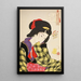 Blick mit scheuem Ausdruck Die Manieren eines jungen Mädchens aus der Meiji-Zeit - Tsukioka Yoshitoshi — gerahmtes Bild an der Wand
