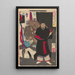 Seigneur Sadanobu in seinem Palast bei Nacht, Wache gegen eine beunruhigende Präsenz - Tsukioka Yoshitoshi — gerahmtes Bild an der Wand